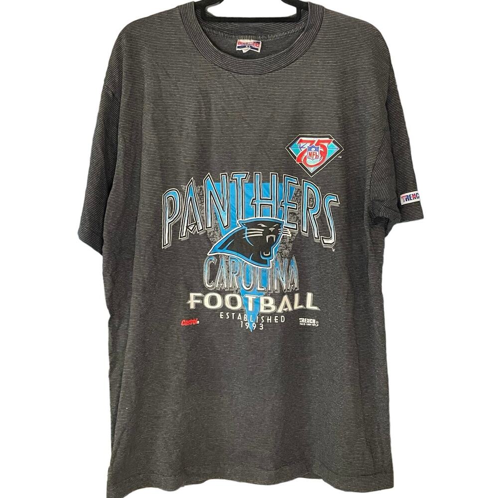 Vintage 90s Carolina Panthers Football 1994 Striped Single Stitch Shirt Adult XL